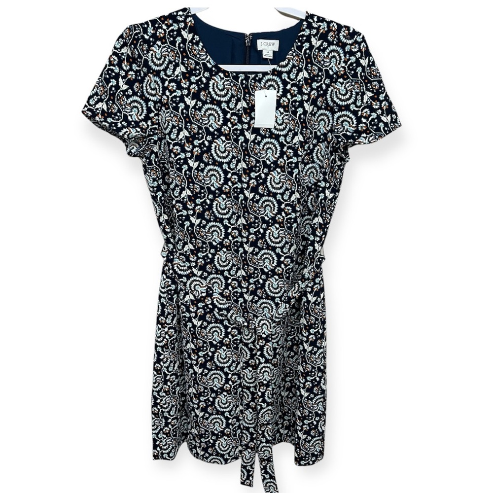 J. Crew Floral Navy and White Patterned Mini Dress